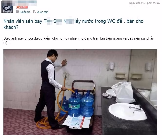 Bức ảnh được lan truyền với những dòng chú thích là được cho là chụp tại nhà vệ sinh của Tân Sơn Nhất.
