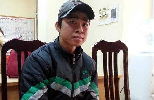 Lái xe Trương Đình Thịnh tại cơ quan công an.