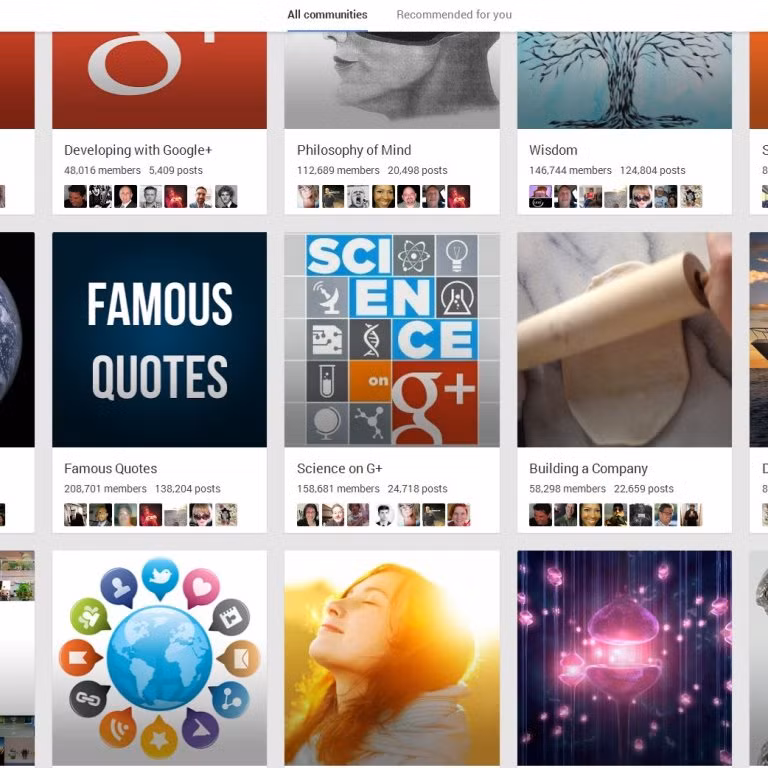 Bạn có thể tìm thấy “tri âm, tri kỷ” từ Google+. Tiện ích Google+ cho phép bạn tham gia hoặc tạo ra một "cộng đồng" có cùng đam mê, thảo luận. Facebook có thể là nơi mà gia đình và bạn bè của bạn gặp gỡ, nhưng Google+ là nơi bạn có thể thảo luận về sở thích, đam mê của mình.