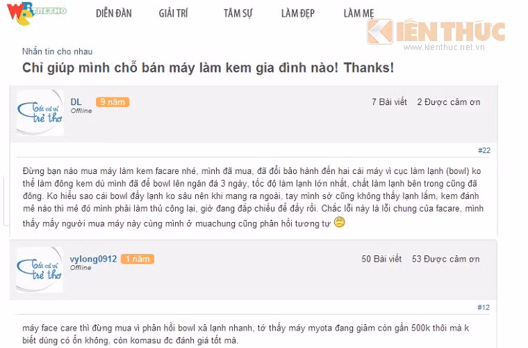 Trên diễn đàn Webtretho.com, Nickname Dl và vylong0912 đã "đắp chiếu để đấy" chiếc máy làm kem mà mình mua về, vì khay lạnh xả lạnh nhanh, dù đã để lên ngăn đá của tủ lạnh rất lâu mà không thể làm đông kem. Thành viên Dl thậm chí đã "đổi bảo hành hai máy", khuyên mọi người cân nhắc khi mua Facare. 