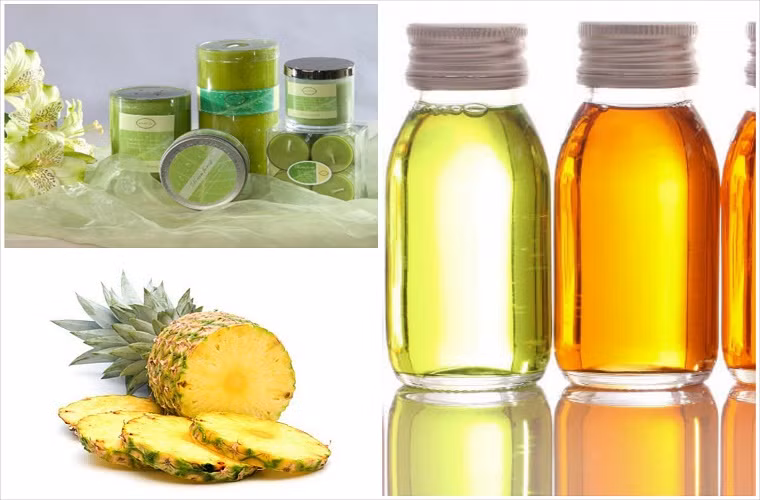  Sau đó bạn thái lát trái dứa, thắp nến thơm hoặc tinh dầu để tạo mùi hương êm dịu cho căn phòng.