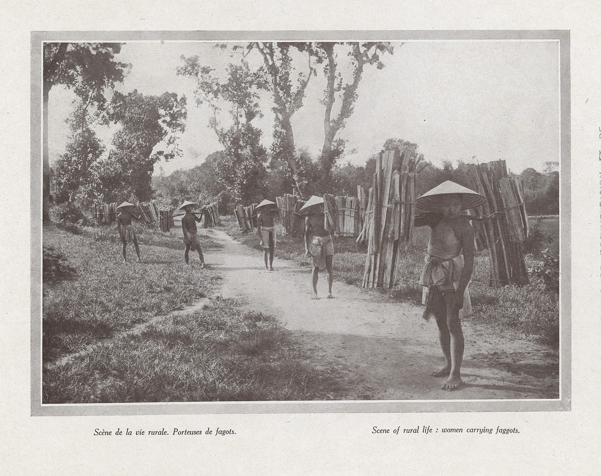 Người dân vác củi khô trên một con đường ở ngoại vi của Huế.