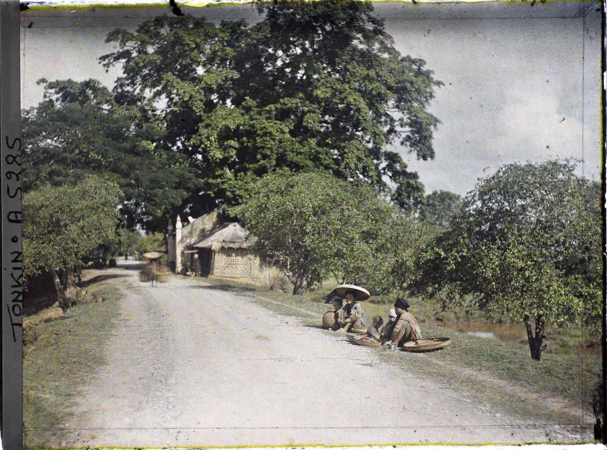 Những người mù ăn xin bên con đường gần một ngôi làng.