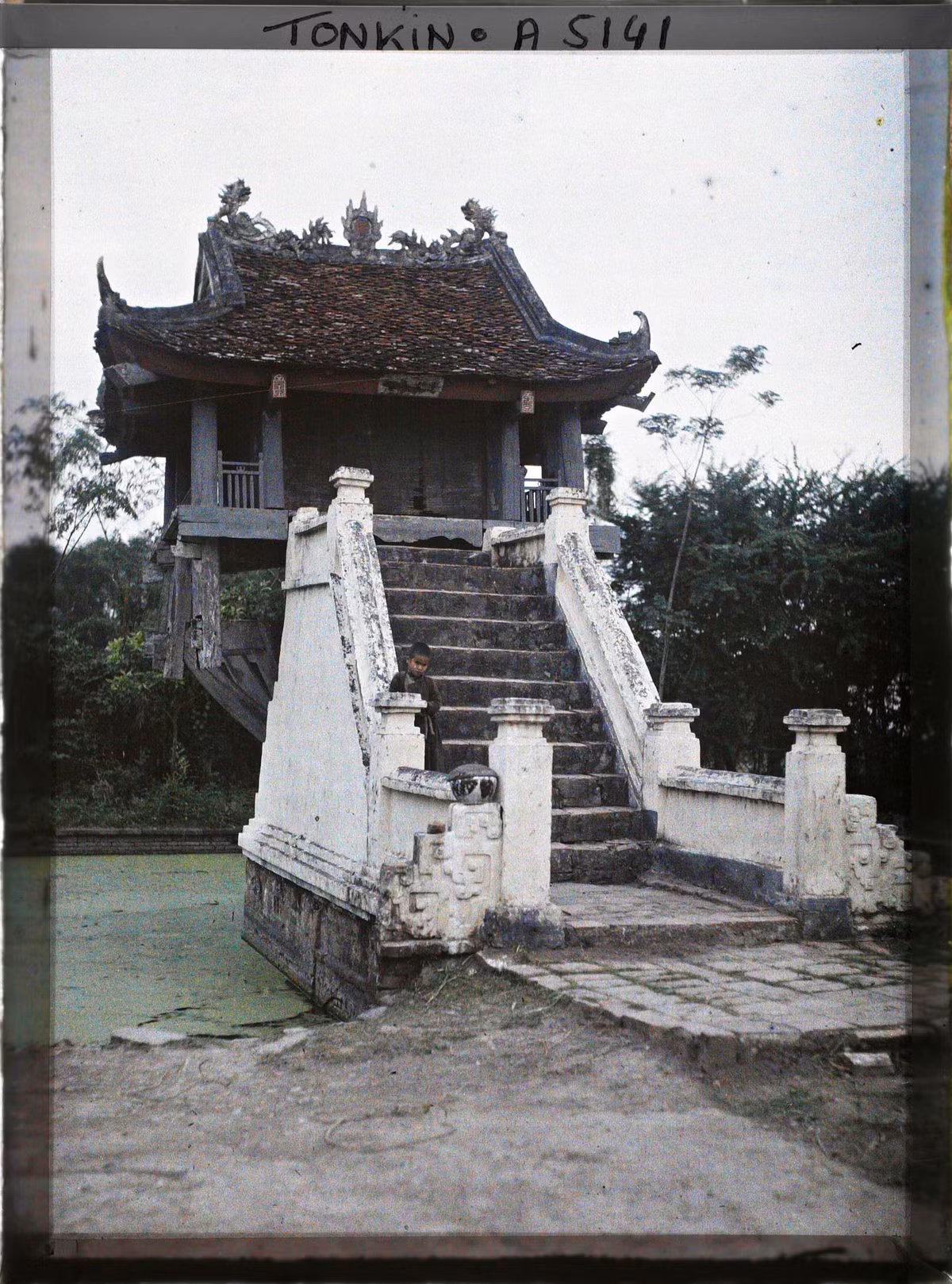 Lối lên chùa Một Cột, năm 1914-1915.