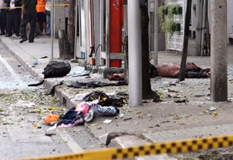 Hiện trường một vụ nổ bom ở miền Nam Thái Lan.