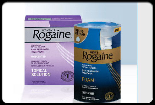 Rogaine hoạt động tốt nhất phần tóc đỉnh đầu. Có rất ít tác dụng phụ với Rogaine. Nên sử dụng 2 lần / ngày.