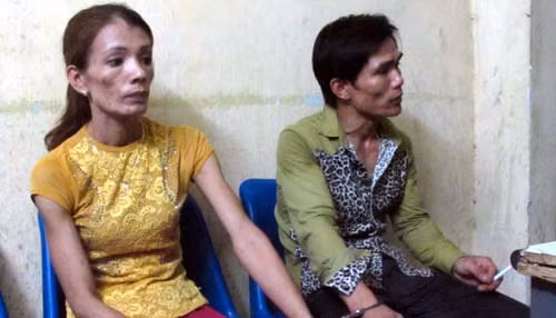 Thúy và Toàn tại cơ quan công an.