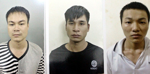 Bính, Thích, Quý (lần lượt từ trái sang phải) đã bị cơ quan công an bắt.