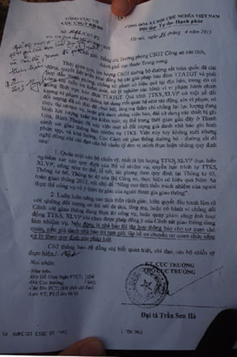 Công văn 1042/PC67-P3 của Cục CSGT đường bộ - đường sắt có dấu hiệu sai trái cần phải được xử lý.