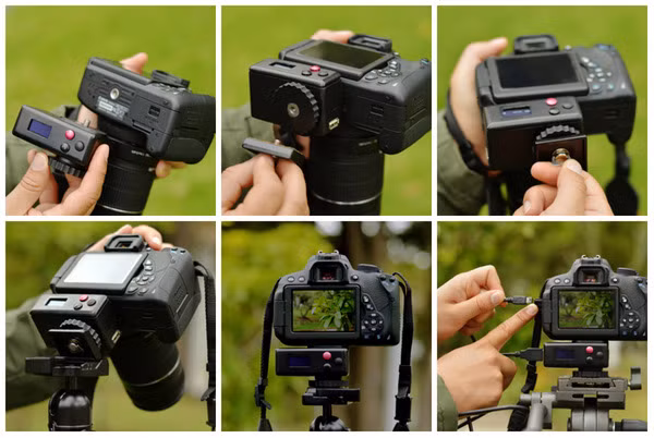 Lumera gắn vào thân camera bằng ốc vít tripod và kết nối qua cổng USB mà không làm ảnh hưởng đến trải nghiệm chụp hình