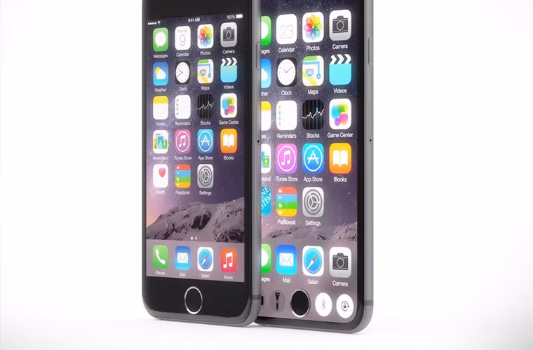 iPhone 6 (trái), thiết kế ý tưởng cho iPhone 7 (phải) - Mặc dù vậy, thật khó để tin rằng Apple sẽ chọn một màn hình hiển thị toàn màn hình, bởi lẽ việc tận dụng không gian xung quanh nút Home có thể phá vỡ thiết kế.