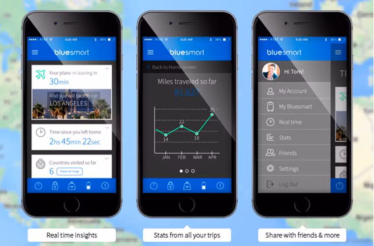 Ứng dụng quản lý vali có thể theo dõi ghi lại các thông số chuyến đi, cung cấp thông tin chi tiết về chuyến bay và chia sẻ thông tin chuyến đi với bè bạn. Chiếc vali và ứng dụng tương thích với các thiết bị Android và iOS.