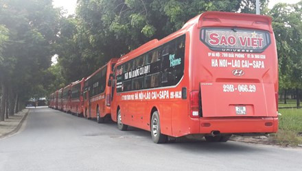 Xe khách Sao Việt ghi rõ hành trình Hà Nội - Lào Cai - Sa Pa.