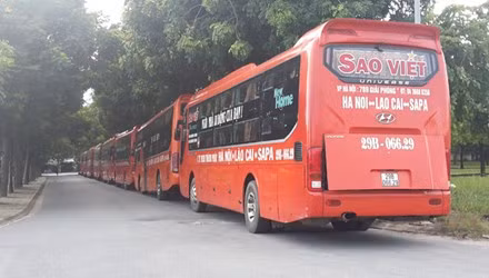 Xe khách Sao Việt ghi rõ hành trình Hà Nội - Lào Cai - Sa Pa.