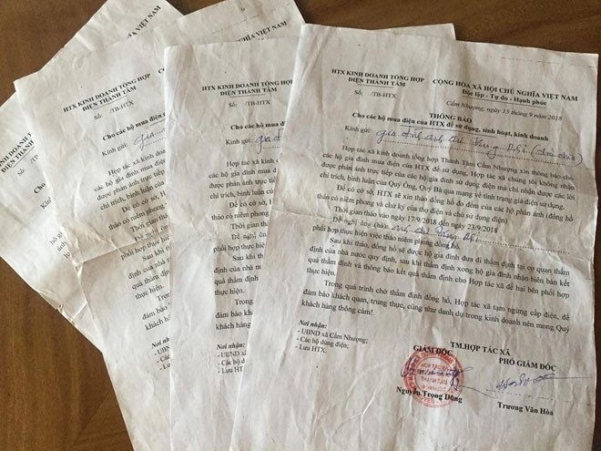 HTX Thành Tâm ra văn bản thông báo cắt điện khiến nhiều người bức xúc