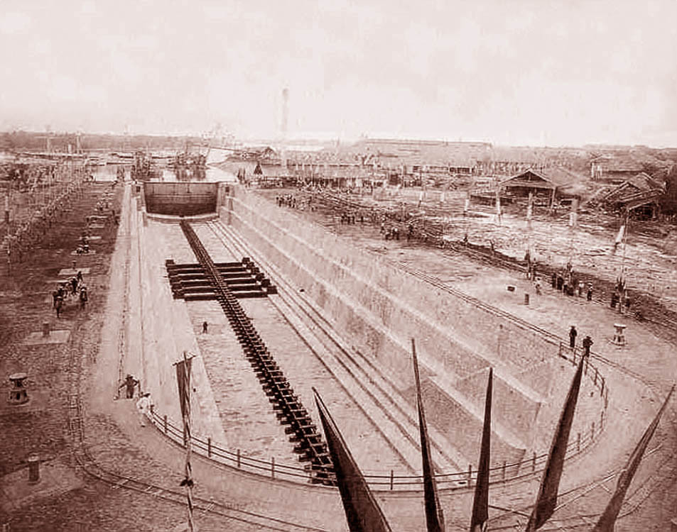 Ụ tàu trong quá trình xây dựng, năm 1886.