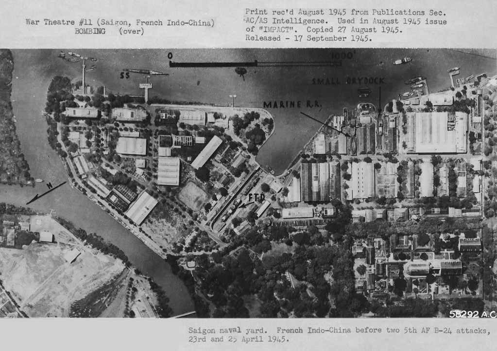 Mặt bằng khu vực xưởng Ba Son năm 1945, chụp từ máy bay.