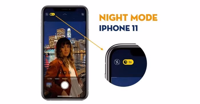Chế độ chụp đêm Night Mode cho phép người dùng iPhone chụp ảnh tốt hơn trong điều kiện ánh sáng yếu, nhờ vào cảm biến camera mới. Theo Apple, chế độ này sử dụng nhiều tấm ảnh, thuật toán ghép ảnh và thời gian phơi sáng dài hơn bình thường để cho ra các bức ảnh chụp tối tốt “chưa từng có” trên iPhone.