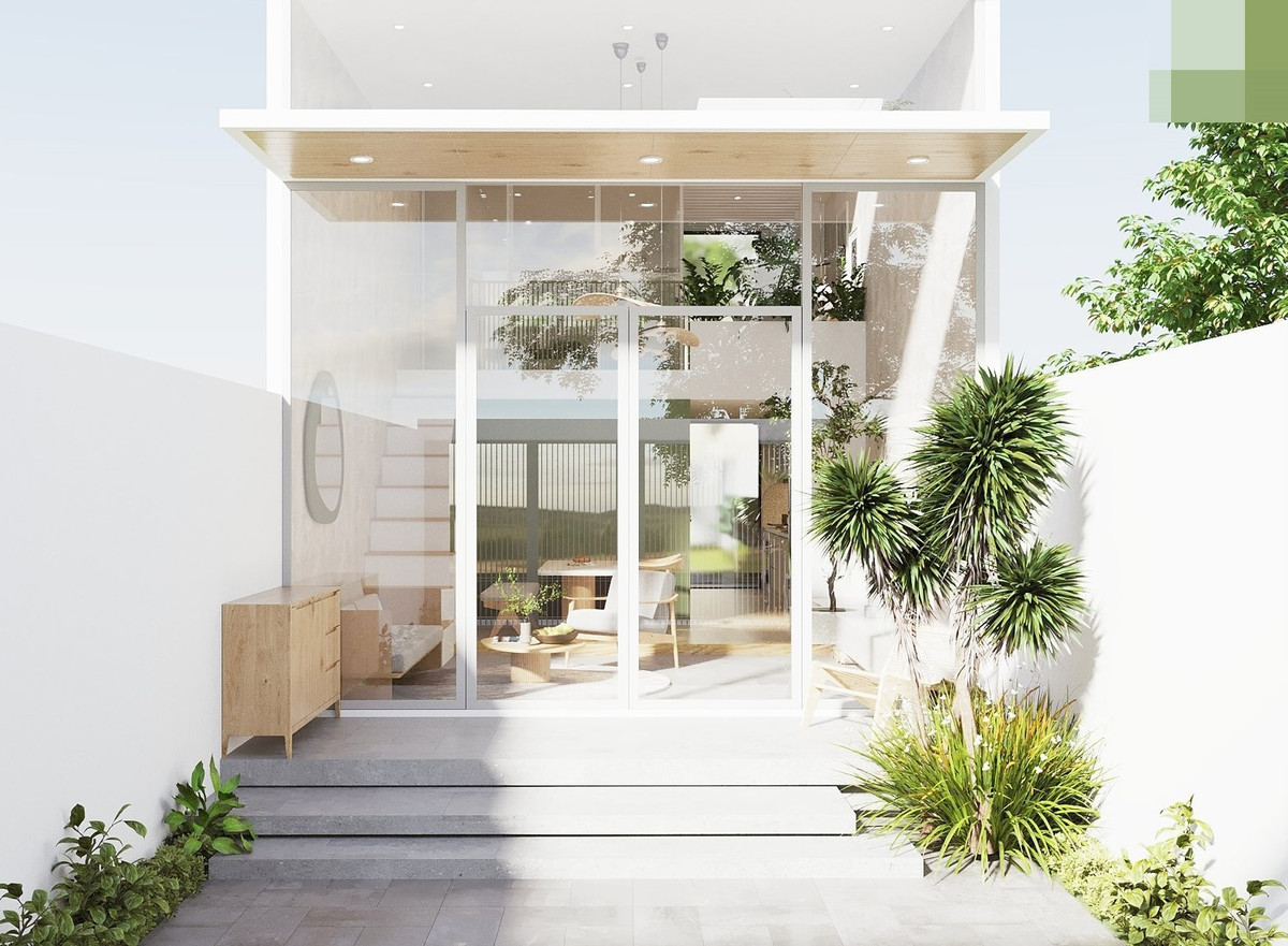 Khoảng sân đậu xe, làm lớp đệm cản nắng, cho nhà giảm bức xạ nhiệt vào những ngày nóng đỉnh điểm.