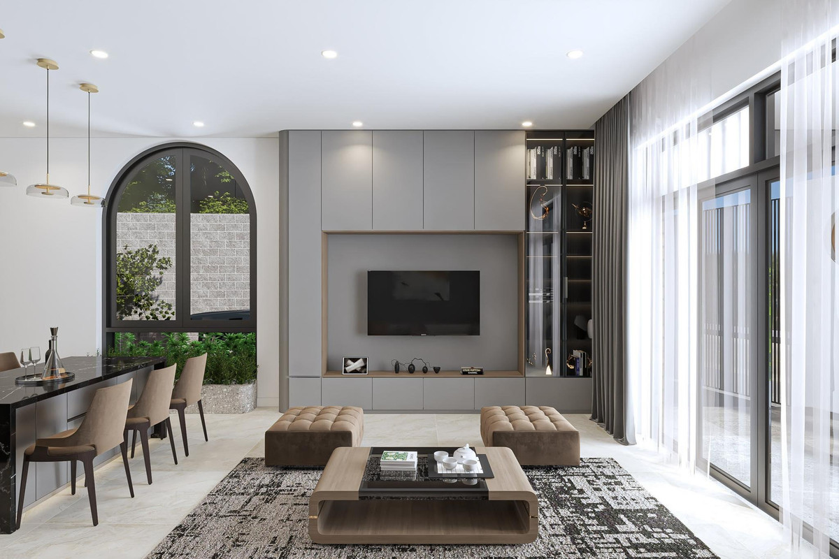 Cuộc sống thăng hoa nhiều cảm xúc, chỉ một bước là chạm đến thiên nhiên thông qua cửa sổ, cửa ra vào bằng nhôm kính lớn.