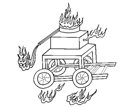 Xe phun lửa, một ứng dụng của thuốc súng trong trận mạc.