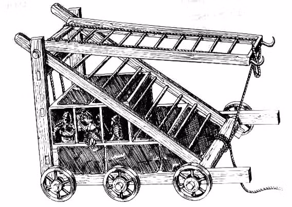 Chiến xa này cũng được dùng để chiếm thành, được thiết kế với một chiếc thang gấp có độ cao được tính toán phù hợp với bức tường cần vượt qua.