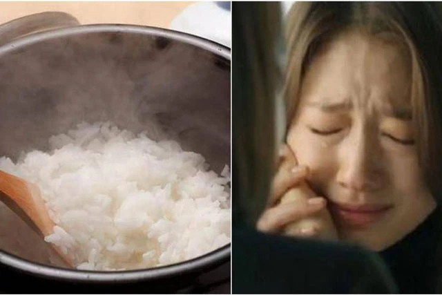 Vo bung bat canh voi com trang muoi vung cho me, toi noi khung