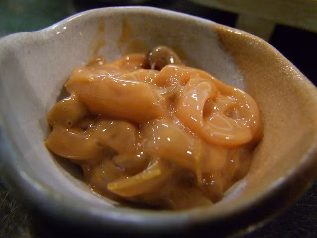  5. Shiokara – Nhật Bản: Đây là món ăn dành riêng cho những người dũng cảm cùng chiếc dạ dày sắt đá. Shiokara là một hỗn hợp đặc sệt màu nâu được làm từ cơ quan nội tạng của nhiều sinh vật biển và nó được ăn sống trực tiếp. 