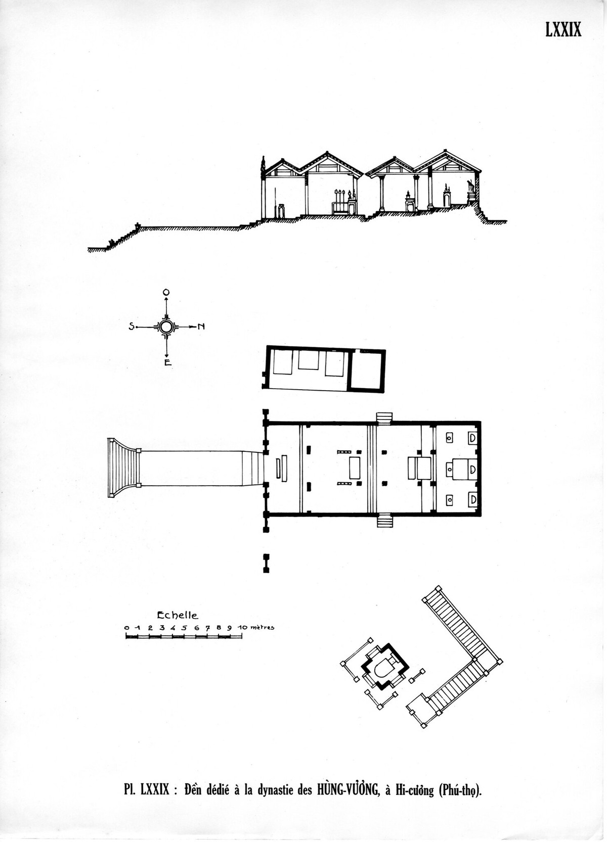 Đền Hùng Vương, tức đền Thượng, cùng lăng Vua Hùng (dưới) ở quần thể di tích Đền Hùng, tỉnh Phú Thọ.