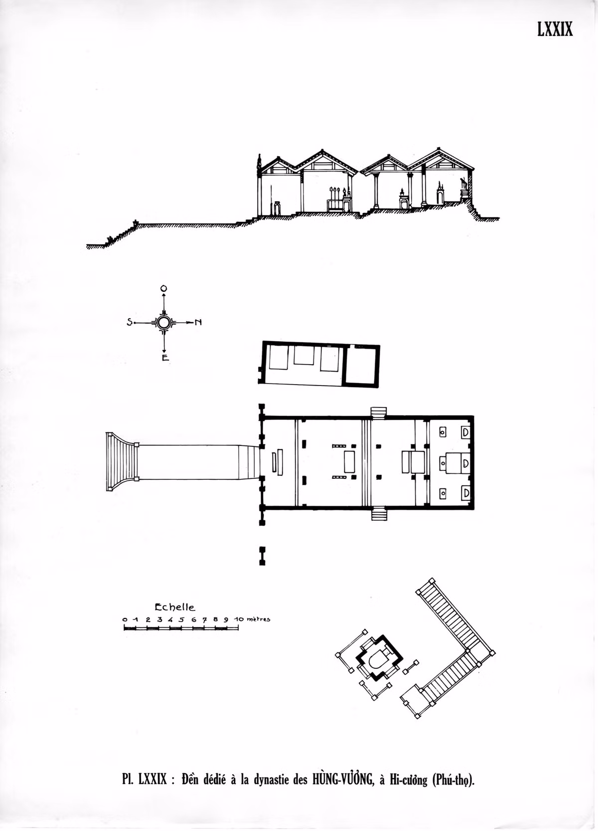 Đền Hùng Vương, tức đền Thượng, cùng lăng Vua Hùng (dưới) ở quần thể di tích Đền Hùng, tỉnh Phú Thọ.