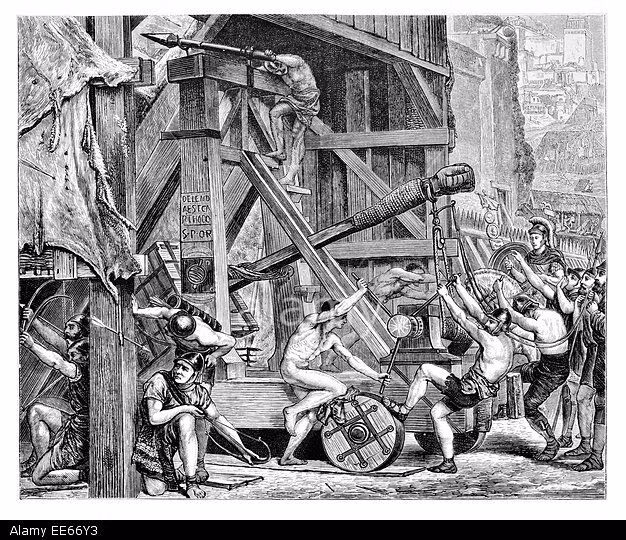 Loại thứ hai sử dụng lực đòn bẩy, tạo ra từ vật nặng ở đầu bên kia của cần. Loại máy ném đá này có thể đẩy đá xa và chính xác hơn loại dùng dây vặn xoắn.