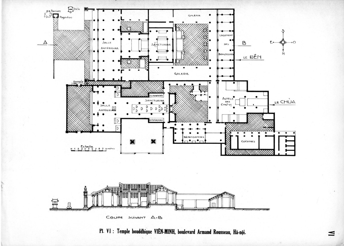 Chùa Viên Minh, gần đại lộ Armand Rousseau, nay nằm ở phố Hương Viên, cạnh đền thờ Hai Bà Trưng, Hà Nội.