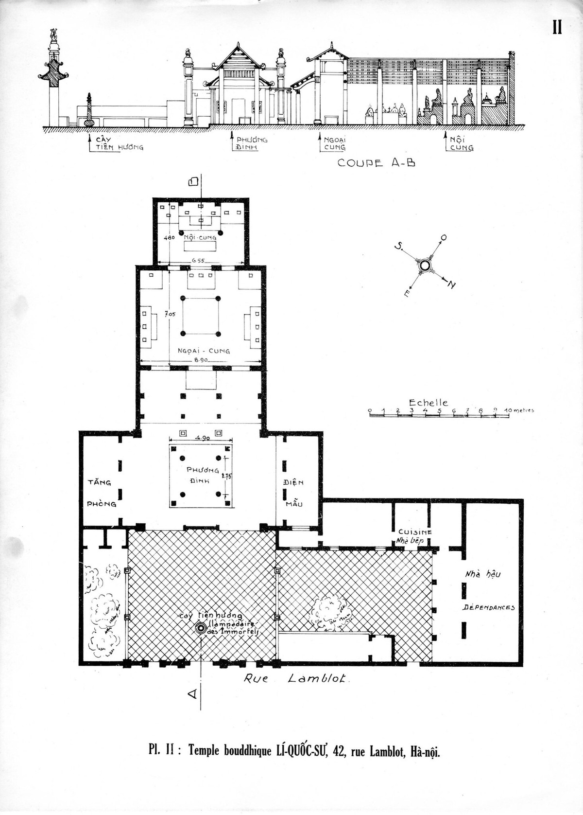 Chùa Lý Quốc Sư, số 42 phố Lambot, tức chùa Lý Triều Quốc Sư ở số 50 phố Lý Quốc Sư, Hà Nội ngày nay.