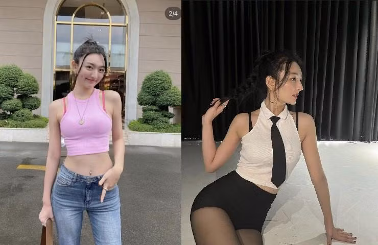 Cá biệt, Lương Hồng Xuân Mai ngoài diện cùng ba lỗ còn phá cách khi mặc với áo sơmi cộc tay và cravat, mang đến hình ảnh vô cùng gợi cảm.