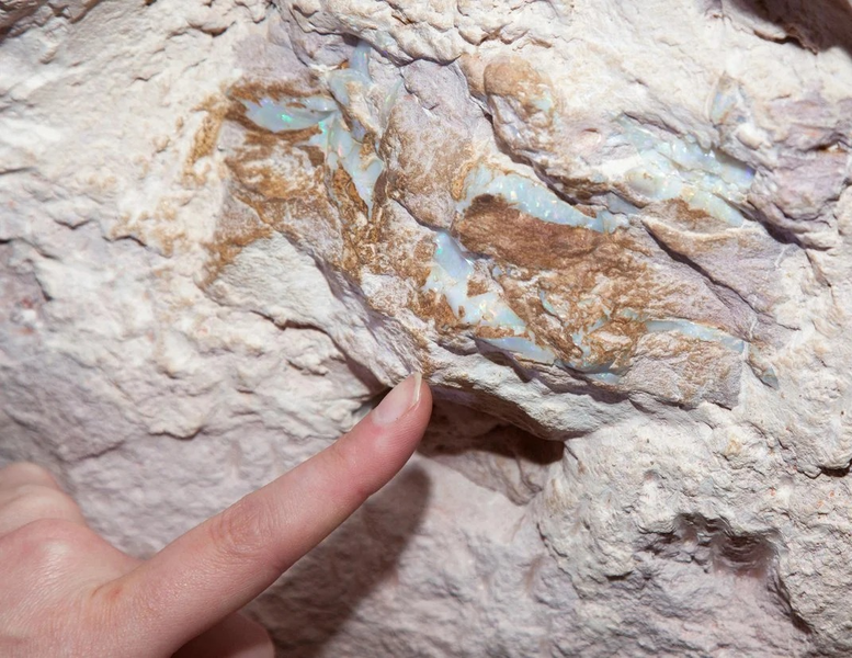 Đá mắt mèo ẩn trong lớp đá dưới lòng đất. Có hàng trăm mỏ khai thác đá mắt mèo đang hoạt động ở Coober Pedy và ước tính có vài trăm nghìn hầm mỏ rải rác quanh khu vực sau một thế kỷ khai thác.