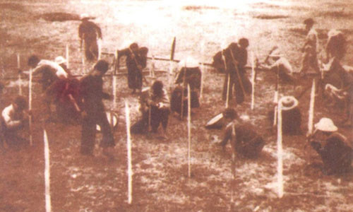 Nhân dân Phú Thọ cắm chông chống quân Pháp nhảy dù trong chiến dịch Việt Bắc Thu-Đông 1947.