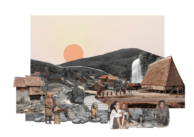 Công trình mang dáng dấp của nhà sàn Tây Nguyên, thông qua việc chia nhỏ mái dốc, bố trí nhiều cốt cao độ và dành nhiều không gian cho hoạt động ngoài trời.