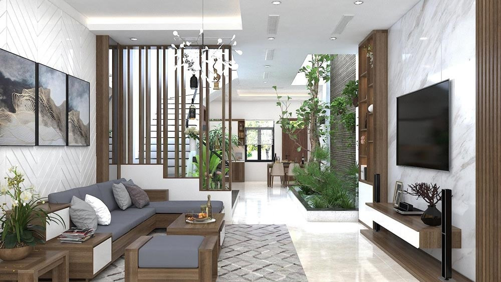 Nhiều gia đình ngày nay mở thêm giếng trời để đưa ánh sáng "tươi" vào nhà giúp cho không khí thoáng đãng hơn, tránh tù đọng.