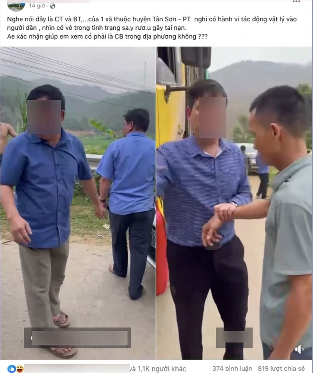 Xac minh thong tin lanh dao xa say ruou, va cham voi nguoi dan