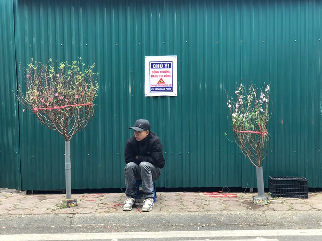 Khách vắng, tiểu thương ngồi co ro chờ đợi trên vỉa hè, thậm chí ngủ gật.