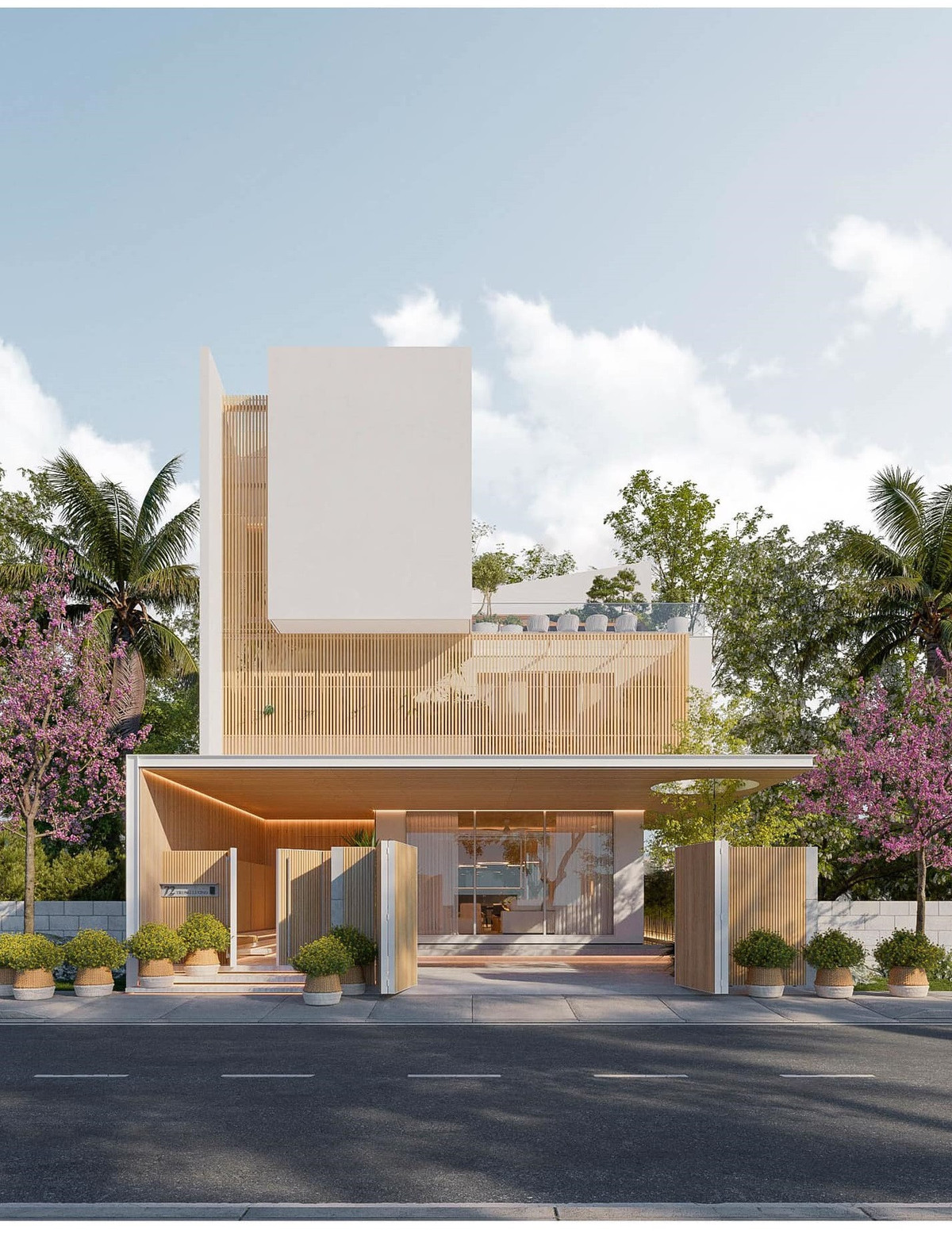 Nha pho hien dai dung ho ca Koi dieu hoa khong khi mat lanh