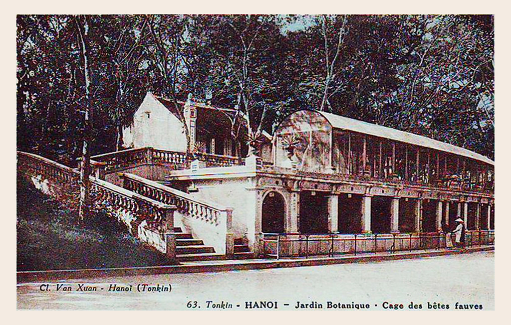 Khu chuồng thú dữ ở vườn Bách Thảo xưa. Ngoài các loài thực vật được đưa đến từ nhiều vùng miền ở Việt Nam và các thuộc địa Pháp trên thế giới, khu vườn cũng có một số khu chuồng nuôi động vật. Do đó, Vườn Bách thảo còn được gọi là Vườn thú.