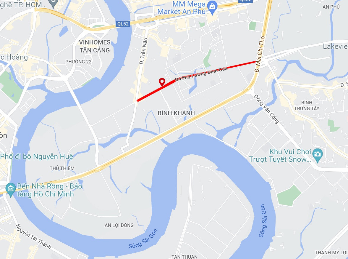 Đây là một trong những trục chính để kết nối TP Thủ Đức vào trung tâm TP.HCM. Sau nhiều năm thi công, đường vẫn chưa hoàn thiện. Ảnh: Google Maps.