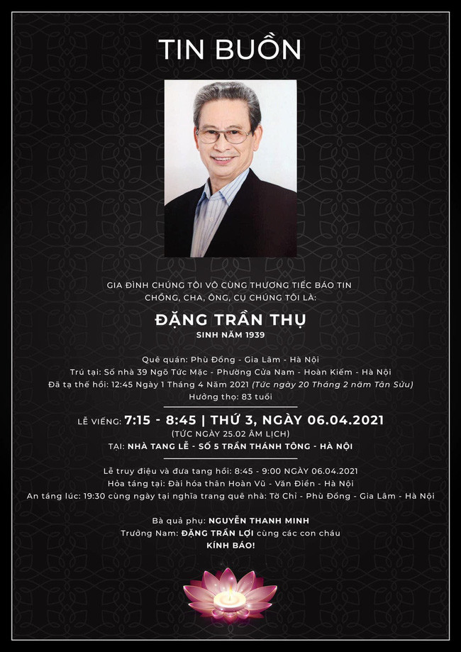 Dien vien phim “Chu tich tinh” - nghe si Dang Tran Thu qua doi