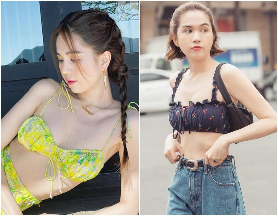 ường đường là một người đẹp sở hữu 3 vòng không hề kém cạnh ai, Ngọc Trinh cũng không ít lần lép kẹp khi diện bra hai dây nhỏ xíu bằng gang tay như thế này.
