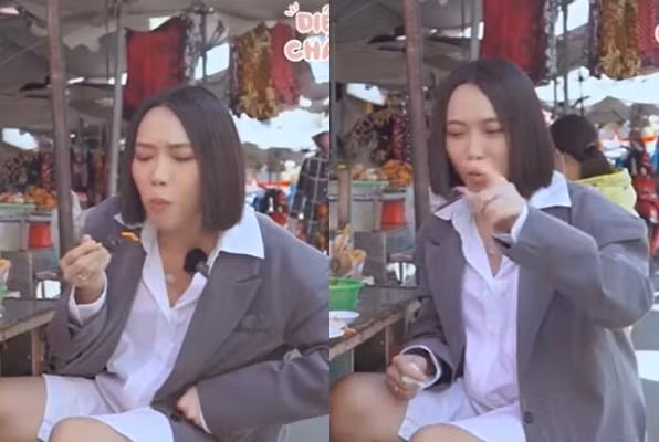 Phong cách ăn uống của Diệu Nhi được cho là "chuẩn mẹ bầu".