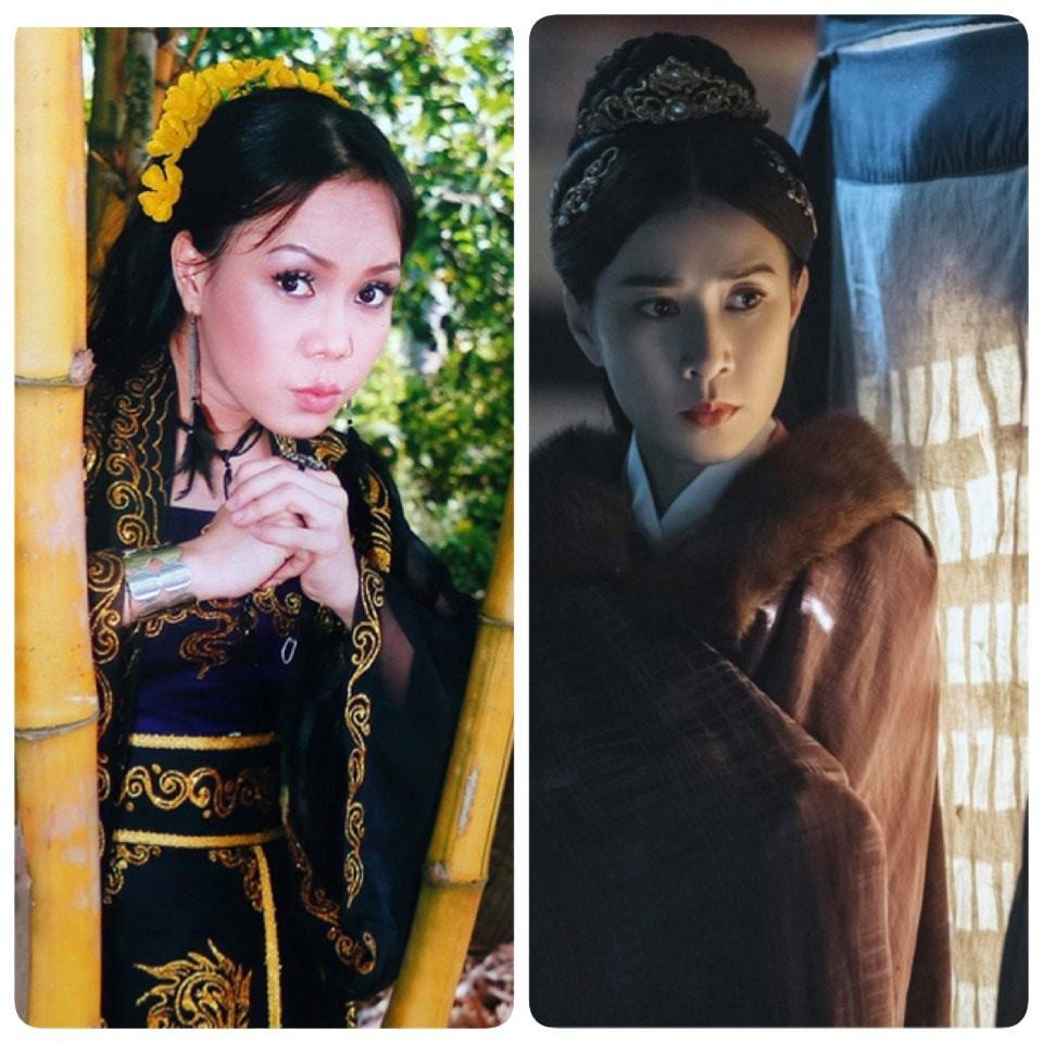 Việt Hương ghép ảnh mình thời trẻ và diễn viên Xa Thi Mạn.