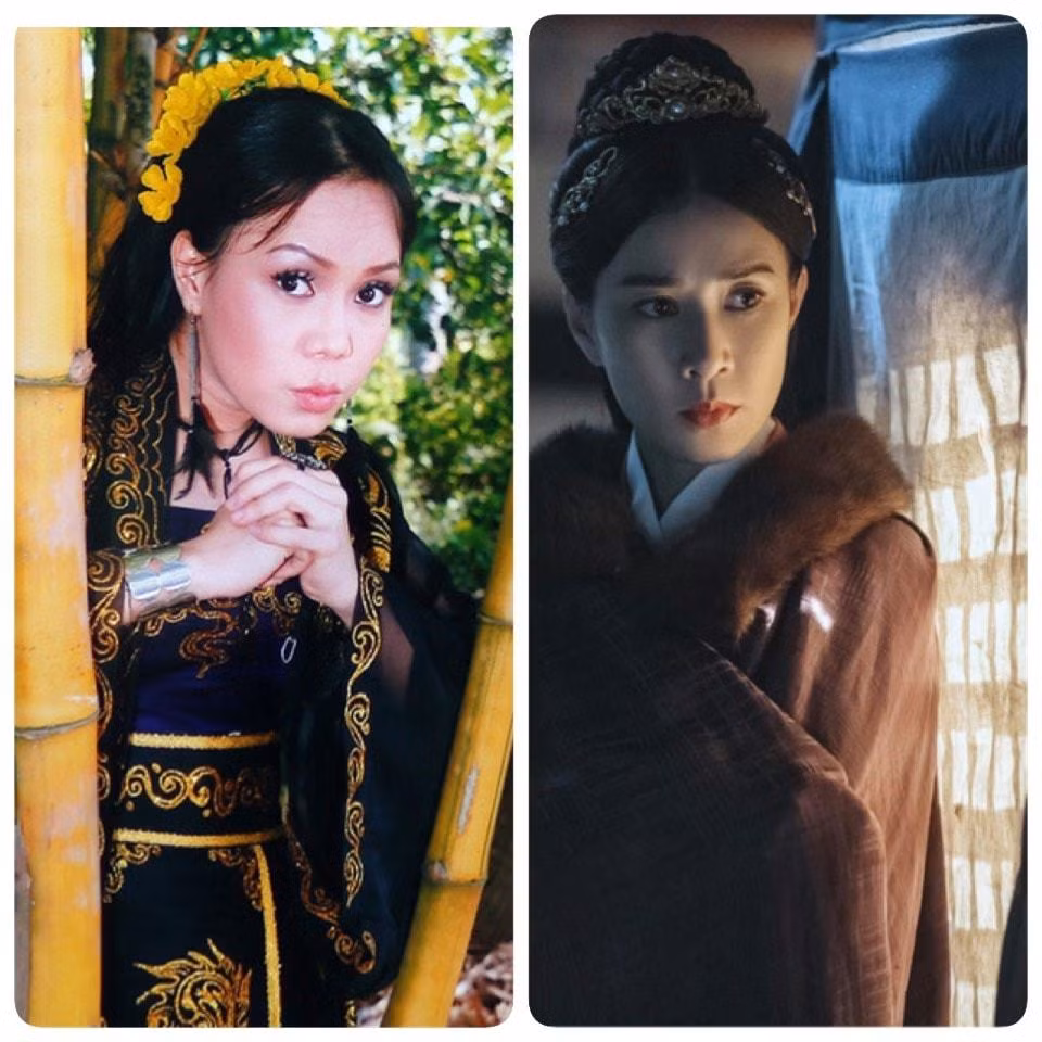 Việt Hương ghép ảnh mình thời trẻ và diễn viên Xa Thi Mạn.