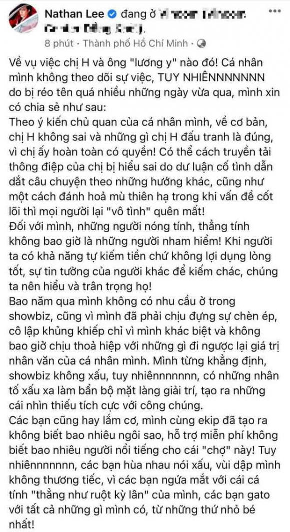 Nathan Lee gay tranh cai khi benh vo ong Dung 
