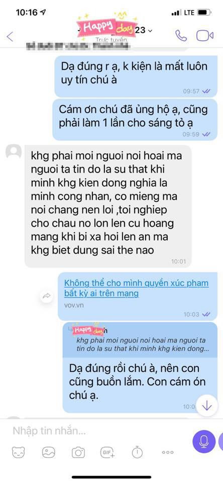 Vy Oanh cong khai loat tin nhan 